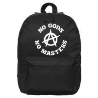 No Gods No Masters Anarchy Symbol Anarchist Atheist 16 in Basic Backpack