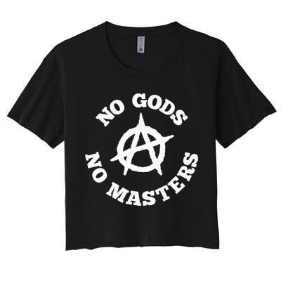 No Gods No Masters Anarchy Symbol Anarchist Atheist Crop Top