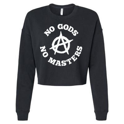 No Gods No Masters Anarchy Symbol Anarchist Atheist Cropped Pullover Crew