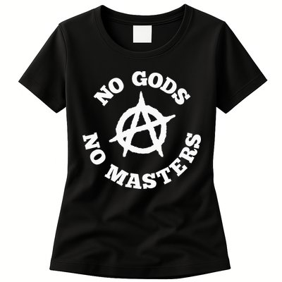No Gods No Masters Anarchy Symbol Anarchist Atheist Womens T-Shirt