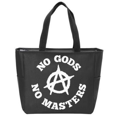 No Gods No Masters Anarchy Symbol Anarchist Atheist Zip Tote Bag