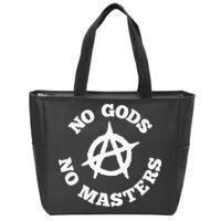 No Gods No Masters Anarchy Symbol Anarchist Atheist Zip Tote Bag
