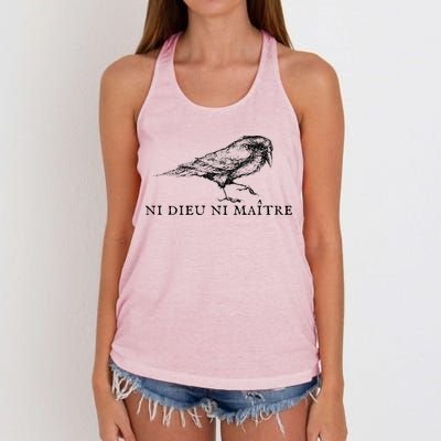 No God No Master Ni Dieu Ni Maitre Women's Knotted Racerback Tank