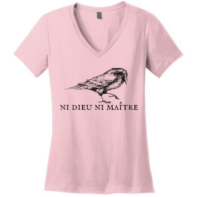 No God No Master Ni Dieu Ni Maitre Women's V-Neck T-Shirt