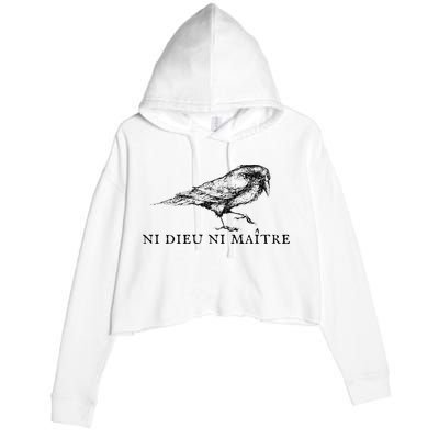 No God No Master Ni Dieu Ni Maitre Crop Fleece Hoodie