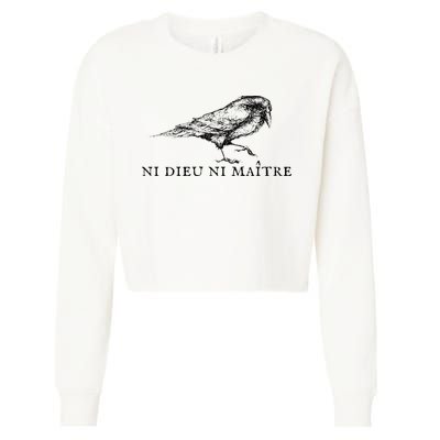 No God No Master Ni Dieu Ni Maitre Cropped Pullover Crew