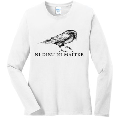 No God No Master Ni Dieu Ni Maitre Ladies Long Sleeve Shirt