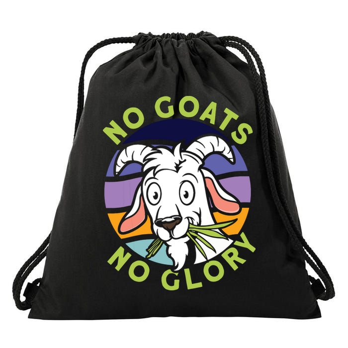 No Goats No Glory Goat Retro Goats Farmer Drawstring Bag