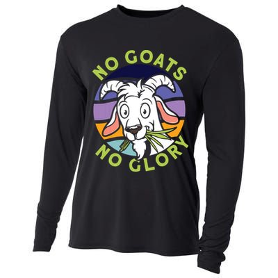 No Goats No Glory Goat Retro Goats Farmer Cooling Performance Long Sleeve Crew