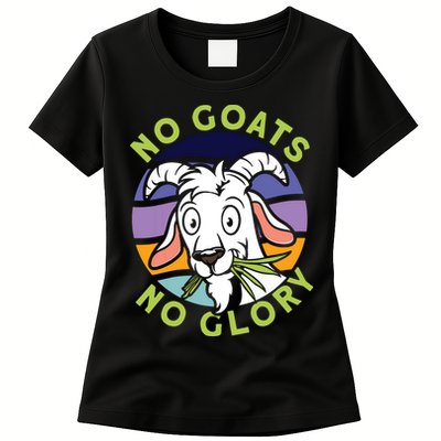 No Goats No Glory Goat Retro Goats Farmer Womens T-Shirt