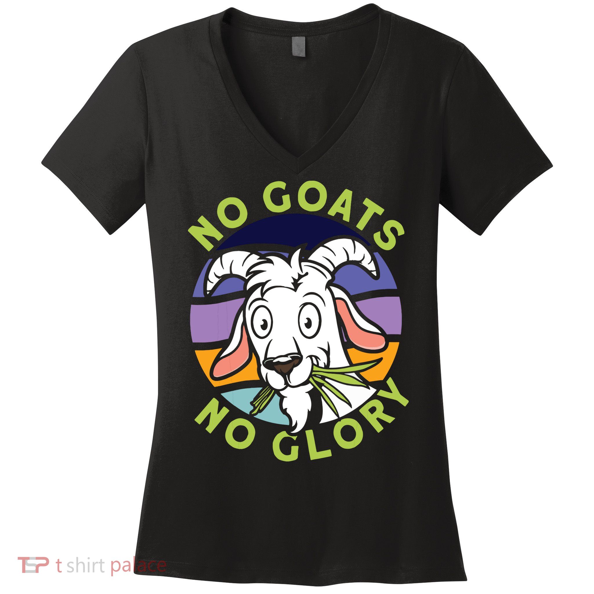 No Goats No Glory Goat Retro Goats Farmer Women's V-Neck T-Shirt