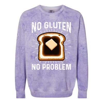 No Gluten No Problem Toast Celiac Awareness Funny Gift Colorblast Crewneck Sweatshirt