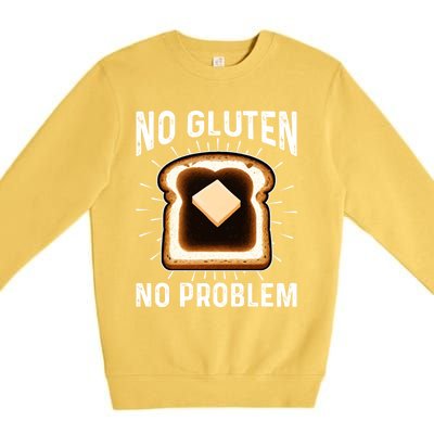 No Gluten No Problem Toast Celiac Awareness Funny Gift Premium Crewneck Sweatshirt