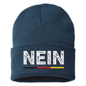 Nein German No Saying Funny Germany Sustainable Knit Beanie