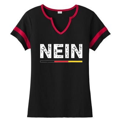 Nein German No Saying Funny Germany Vintage Ladies Halftime Notch Neck Tee