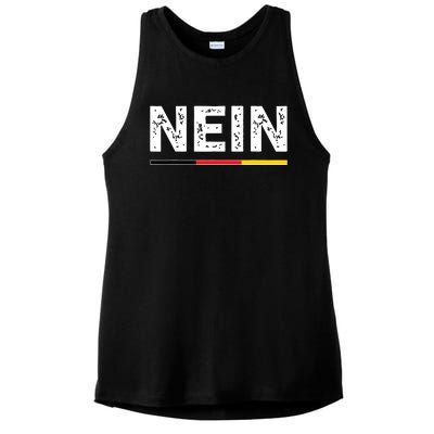 Nein German No Saying Funny Germany Vintage Ladies PosiCharge Tri-Blend Wicking Tank