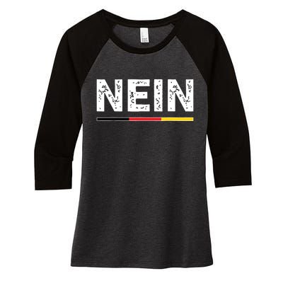 Nein German No Saying Funny Germany Vintage Women's Tri-Blend 3/4-Sleeve Raglan Shirt