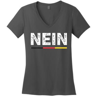 Nein German No Saying Funny Germany Vintage Women's V-Neck T-Shirt