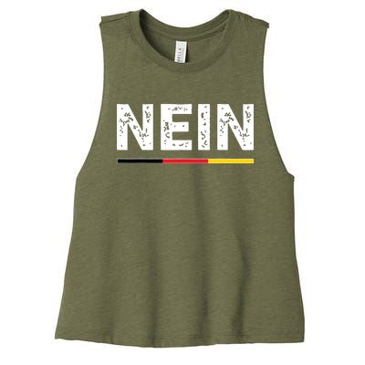 Nein German No Saying Funny Germany Vintage Women's Racerback Cropped Tank