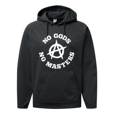 No Gods No Masters Anarchy Symbol Anarchist Atheist Performance Fleece Hoodie