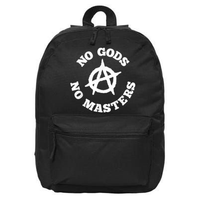 No Gods No Masters Anarchy Symbol Anarchist Atheist 16 in Basic Backpack