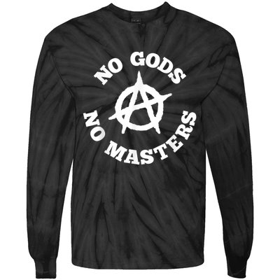 No Gods No Masters Anarchy Symbol Anarchist Atheist Tie-Dye Long Sleeve Shirt