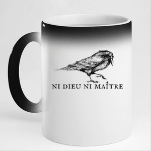 No God No Master Ni Dieu Ni Maitre Retro Crow Bird 11oz Black Color Changing Mug