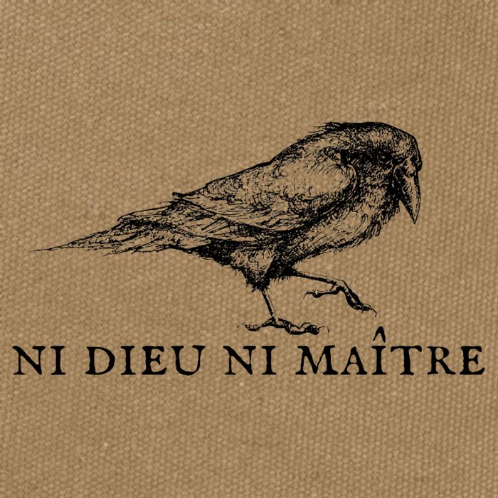 No God No Master Ni Dieu Ni Maitre Retro Crow Bird Cotton Canvas Backpack
