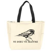 No God No Master Ni Dieu Ni Maitre Retro Crow Bird Zip Tote Bag