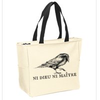 No God No Master Ni Dieu Ni Maitre Retro Crow Bird Zip Tote Bag