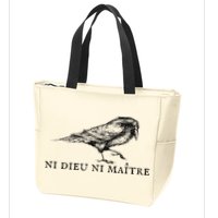 No God No Master Ni Dieu Ni Maitre Retro Crow Bird Zip Tote Bag