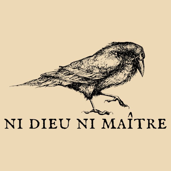 No God No Master Ni Dieu Ni Maitre Retro Crow Bird Zip Tote Bag