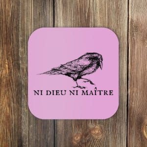 No God No Master Ni Dieu Ni Maitre Retro Crow Bird Coaster