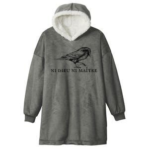 No God No Master Ni Dieu Ni Maitre Retro Crow Bird Hooded Wearable Blanket