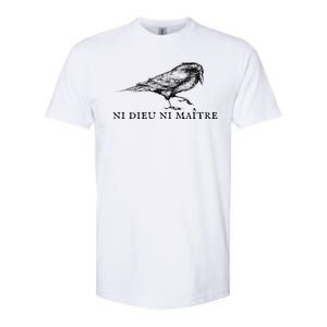 No God No Master Ni Dieu Ni Maitre Retro Crow Bird Softstyle® CVC T-Shirt