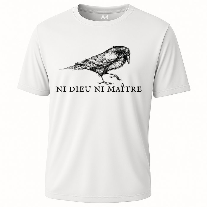 No God No Master Ni Dieu Ni Maitre Retro Crow Bird Cooling Performance Crew T-Shirt