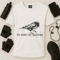 No God No Master Ni Dieu Ni Maitre Retro Crow Bird Cooling Performance Crew T-Shirt