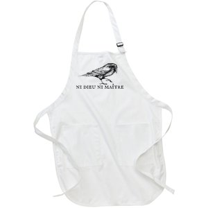 No God No Master Ni Dieu Ni Maitre Retro Crow Bird Full-Length Apron With Pockets