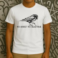 No God No Master Ni Dieu Ni Maitre Retro Crow Bird T-Shirt