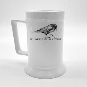 No God No Master Ni Dieu Ni Maitre Retro Crow Bird Beer Stein