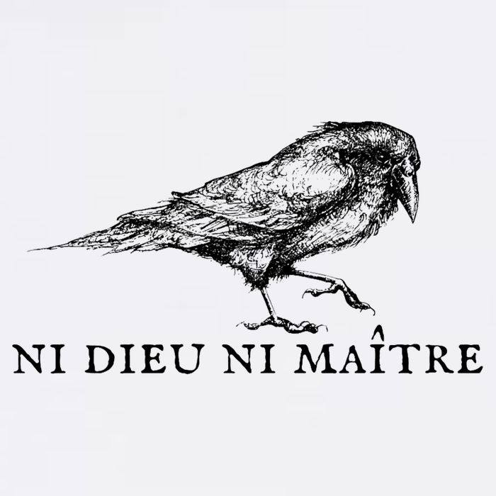 No God No Master Ni Dieu Ni Maitre Retro Crow Bird Bucket Hat