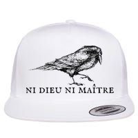 No God No Master Ni Dieu Ni Maitre Retro Crow Bird Flat Bill Trucker Hat