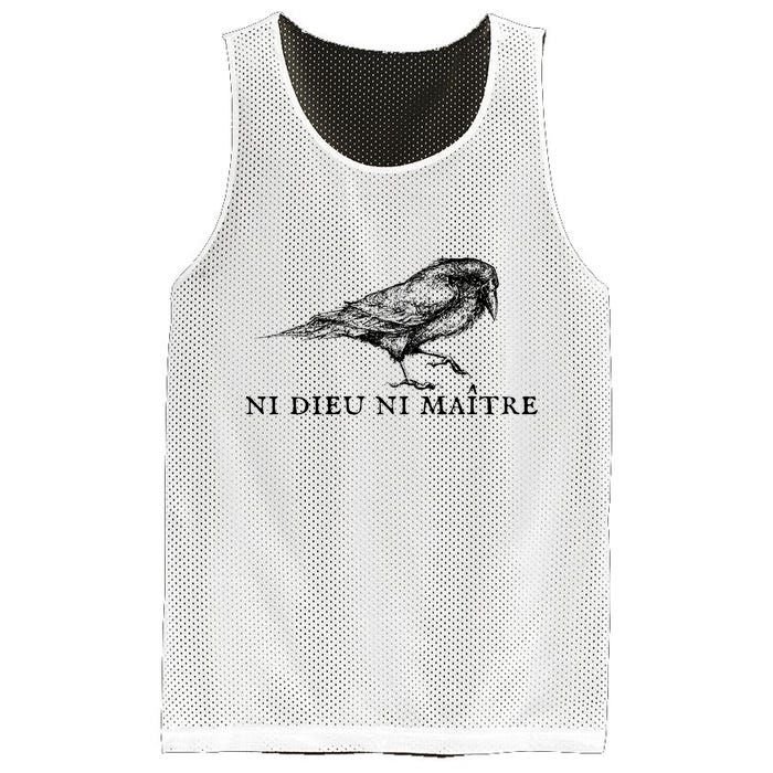No God No Master Ni Dieu Ni Maitre Retro Crow Bird Mesh Reversible Basketball Jersey Tank