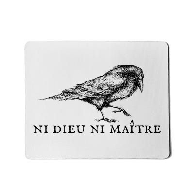 No God No Master Ni Dieu Ni Maitre Retro Crow Bird Mousepad