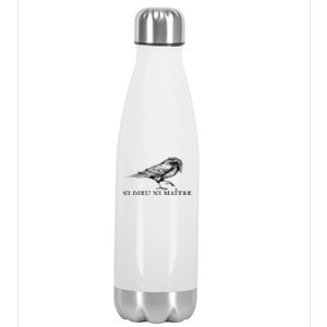 No God No Master Ni Dieu Ni Maitre Retro Crow Bird Stainless Steel Insulated Water Bottle