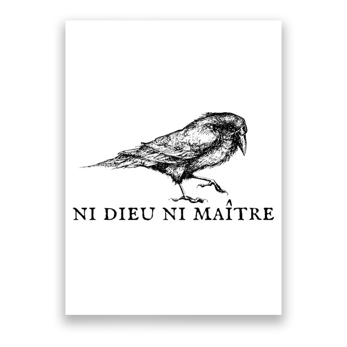 No God No Master Ni Dieu Ni Maitre Retro Crow Bird Poster
