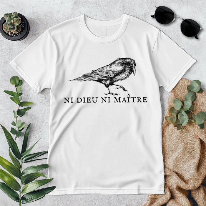 No God No Master Ni Dieu Ni Maitre Retro Crow Bird Premium T-Shirt