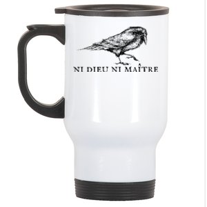 No God No Master Ni Dieu Ni Maitre Retro Crow Bird Stainless Steel Travel Mug