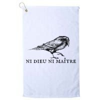 No God No Master Ni Dieu Ni Maitre Retro Crow Bird Golf Towel