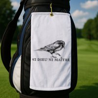 No God No Master Ni Dieu Ni Maitre Retro Crow Bird Golf Towel